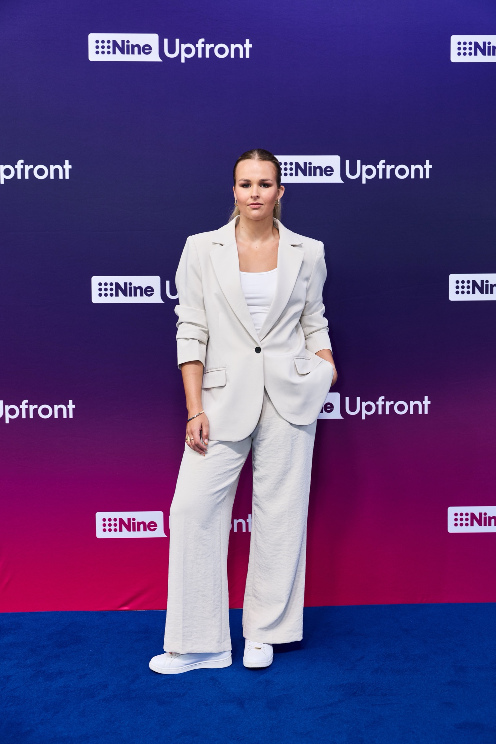 Miff Rennie on the carpet at Nine Upfront
